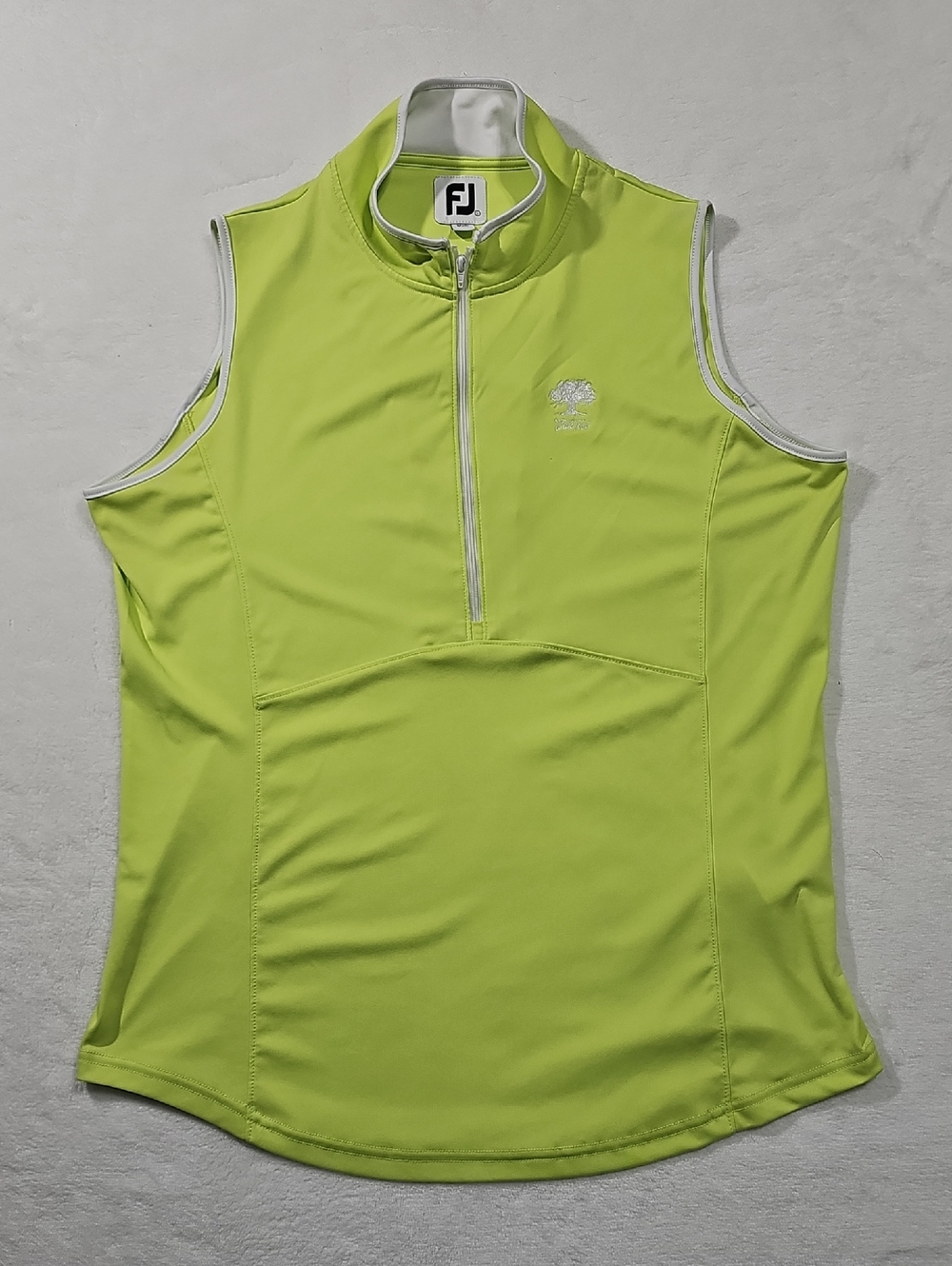 FootJoy Womens Lime Green Quarter Zip Golf‎ Vest Sleeveless Mock Neck Large